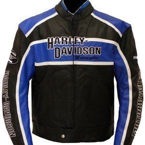 Harley Davidson Men’s CLASSIC BLUE CRUISER Jacket Motorcycle Real Leather Jacket